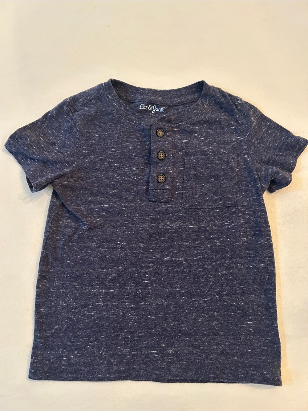 Cat & Jack Navy Blue Speckled Henley Tee